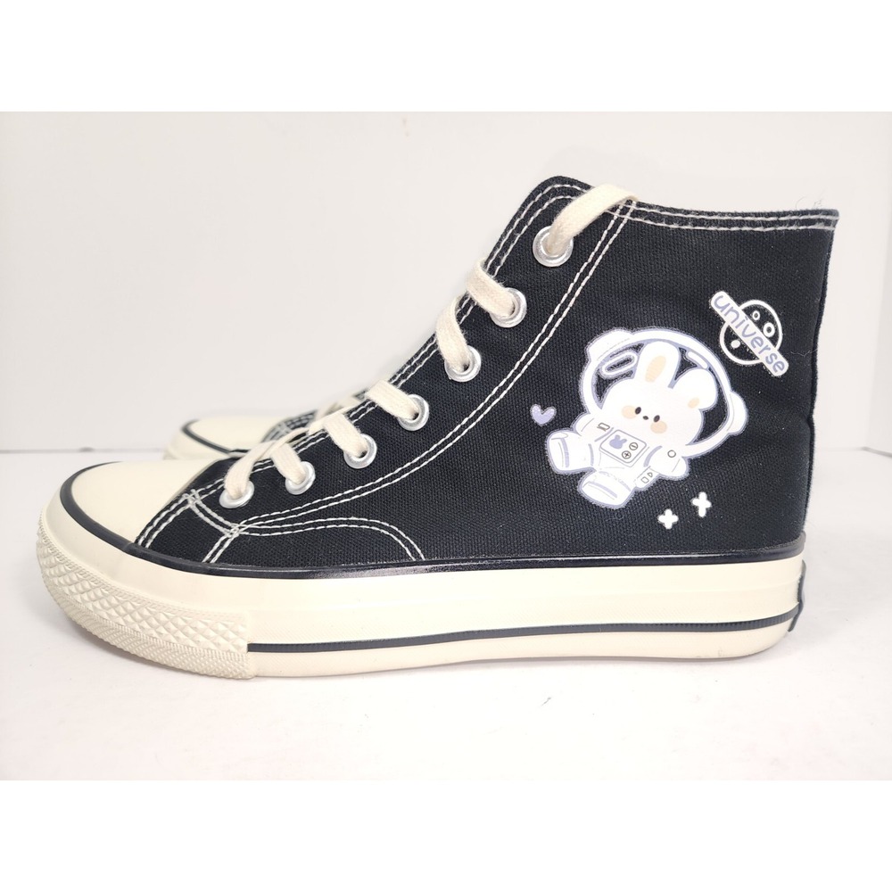 Kawaii Black Space Bunny Universe Sneakers Canvas Hi Top‎ BL-Union Size 9